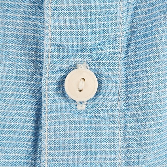 Quiksilver Button Up Shirt Men Short Sleeve Blue Striped Large Cotton Woven - Picture 12 of 15